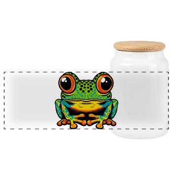 Grenouille - Boîte à biscuits avec couvercle en bois - blanc - Devant