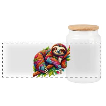 Sloth - Panoramic Cookie Jar with Wooden Lid - white - Front