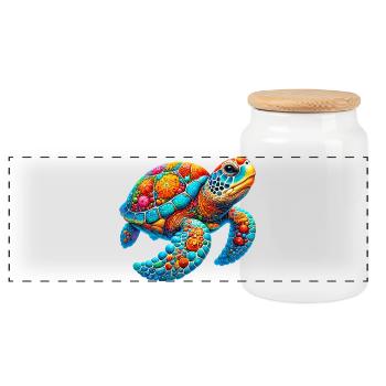 Tortue - Boîte à biscuits avec couvercle en bois - blanc - Devant
