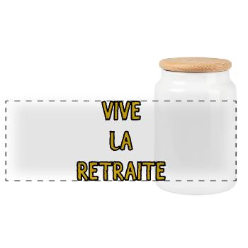 RETIREMENT. HOLIDAY. RETIREMENT. RETIRED - Panoramic Cookie Jar with Wooden Lid - white - Front