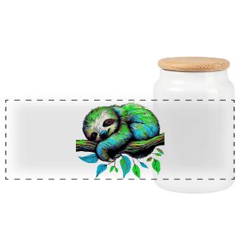 Sloth - Panoramic Cookie Jar with Wooden Lid - white - Front