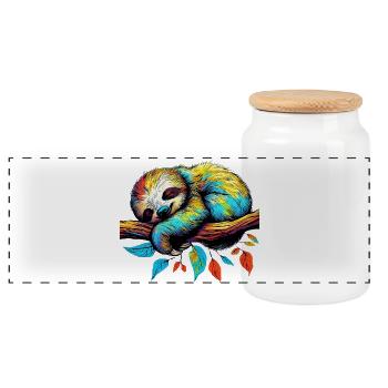 Sloth - Panoramic Cookie Jar with Wooden Lid - white - Front