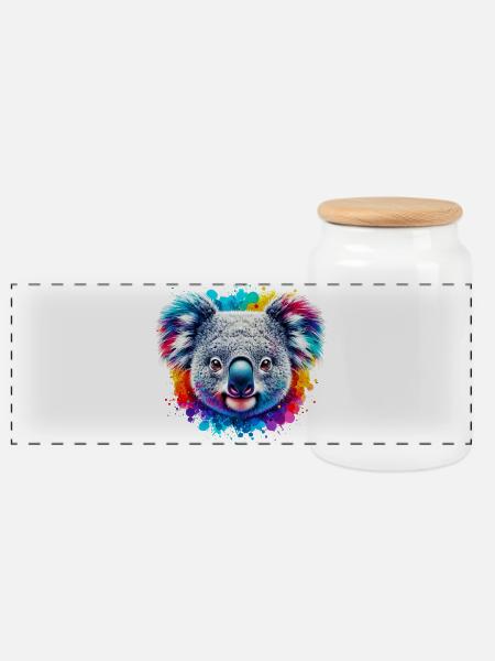 Koala - Panorama Keksdose mit Holzdeckel - Weiß