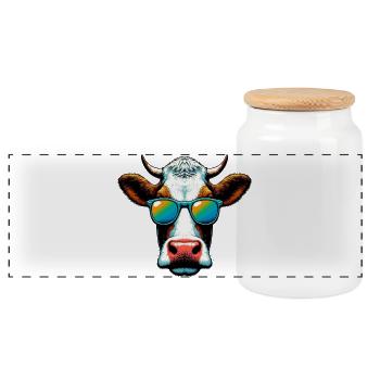Vache - Boîte à biscuits avec couvercle en bois - blanc - Devant