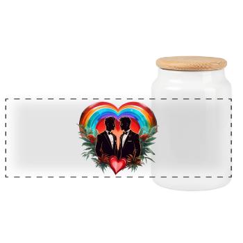 The magic of the moment: elegant cheerful silhouettes - Panoramic Cookie Jar with Wooden Lid - white - Front