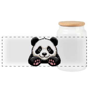 Panda - Panorama Keksdose mit Holzdeckel - Weiß - Vorne