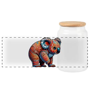 Koala - Panorama Keksdose mit Holzdeckel - Weiß - Vorne
