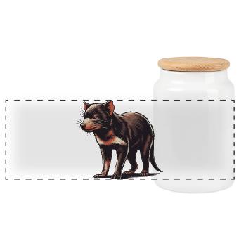 Tasmanian devil - Panoramic Cookie Jar with Wooden Lid - white - Front