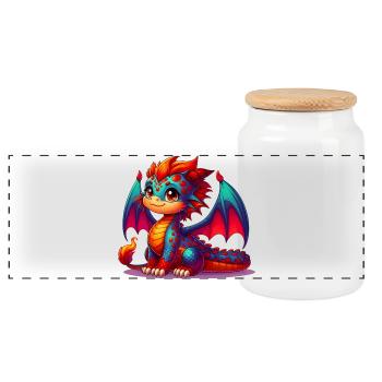 Dragon - Boîte à biscuits avec couvercle en bois - blanc - Devant