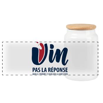 Vin, pas la reponse - Boîte à biscuits avec couvercle en bois - blanc - Devant