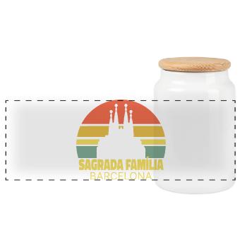 Sagrada Família Barcelone Coucher de soleil Silhouette - Boîte à biscuits avec couvercle en bois - blanc - Devant