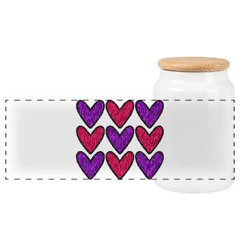 HEART. HAPPY BIRTHDAY. HAPPY BIRTHDAY - Panoramic Cookie Jar with Wooden Lid - white - Front