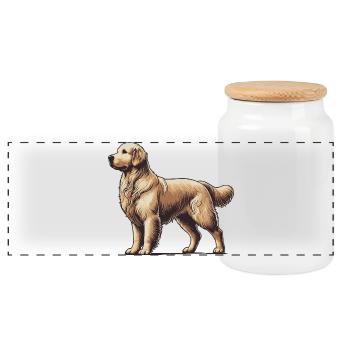 Golden Retriever - Panoramic Cookie Jar with Wooden Lid - white - Front