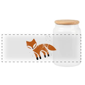 Rustikaler Fuchs im Stempel-Look - Panorama Keksdose mit Holzdeckel - Weiß - Vorne
