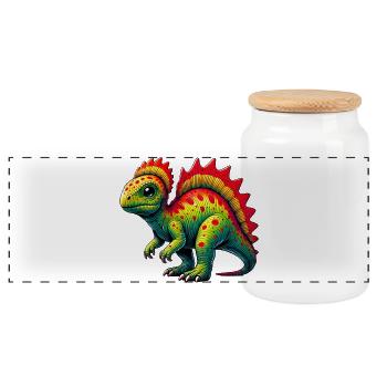 Dinosaure - Boîte à biscuits avec couvercle en bois - blanc - Devant