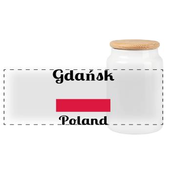Gdańsk, Polen - Stilvolle Drucke - Panorama Keksdose mit Holzdeckel - Weiß - Vorne