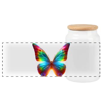 Papillon (01) - Boîte à biscuits avec couvercle en bois - blanc - Devant