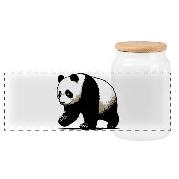 Panda - Panoramic Cookie Jar with Wooden Lid - white - Front