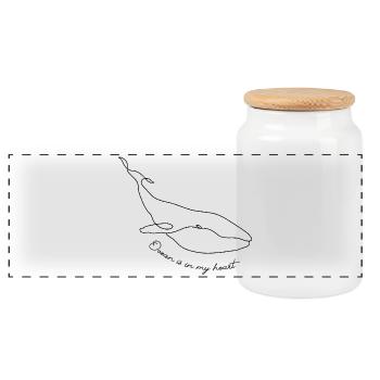 L’océan est dans mon cœur - Boîte à biscuits avec couvercle en bois - blanc - Devant