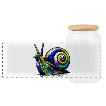 Snail - Panoramic Cookie Jar with Wooden Lid - white - Front