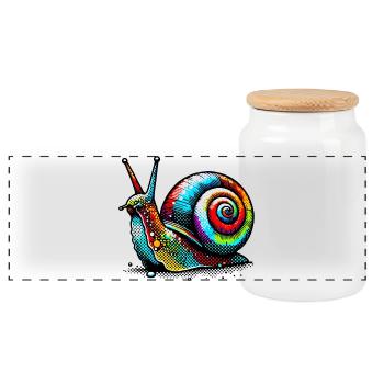 Schnecke - Panorama Keksdose mit Holzdeckel - Weiß - Vorne