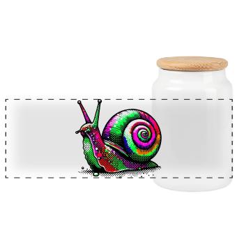 Escargot - Boîte à biscuits avec couvercle en bois - blanc - Devant