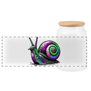 Snail - Panoramic Cookie Jar with Wooden Lid - white - Front