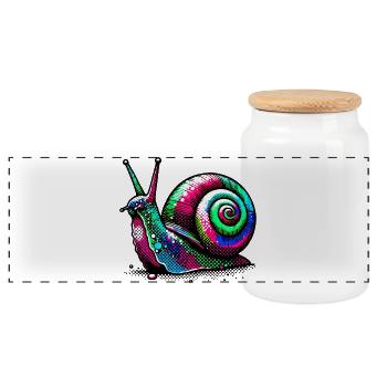 Schnecke - Panorama Keksdose mit Holzdeckel - Weiß - Vorne