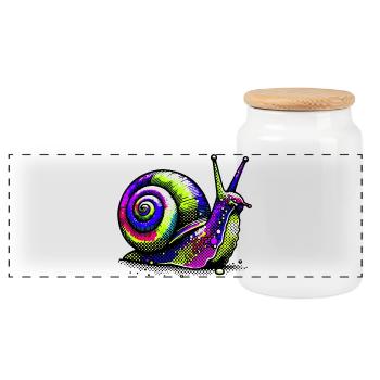 Schnecke - Panorama Keksdose mit Holzdeckel - Weiß - Vorne