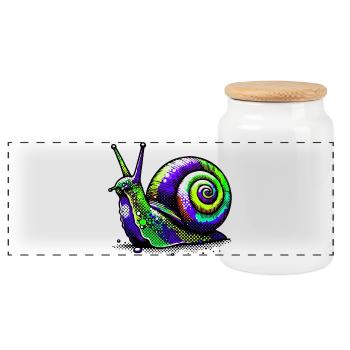 Schnecke - Panorama Keksdose mit Holzdeckel - Weiß - Vorne