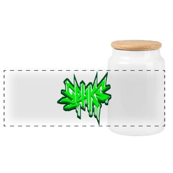 sehks green 3d - Panoramic Cookie Jar with Wooden Lid - white - Front