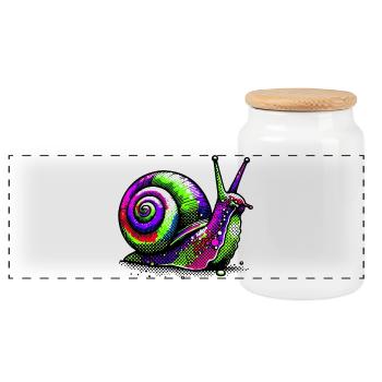 Schnecke - Panorama Keksdose mit Holzdeckel - Weiß - Vorne