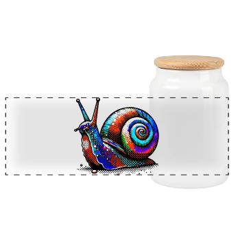 Schnecke - Panorama Keksdose mit Holzdeckel - Weiß - Vorne