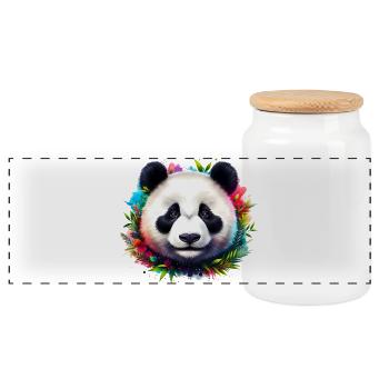 Panda - Panorama Keksdose mit Holzdeckel - Weiß - Vorne