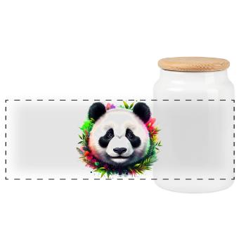 Panda - Panorama Keksdose mit Holzdeckel - Weiß - Vorne