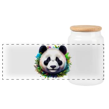 Panda - Panorama Keksdose mit Holzdeckel - Weiß - Vorne