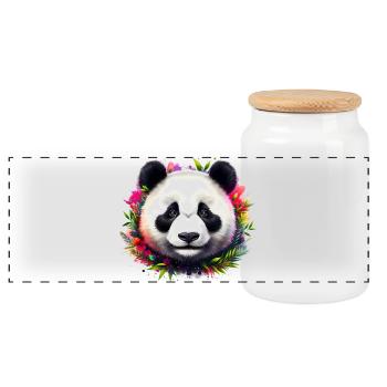 Panda - Panoramic Cookie Jar with Wooden Lid - white - Front