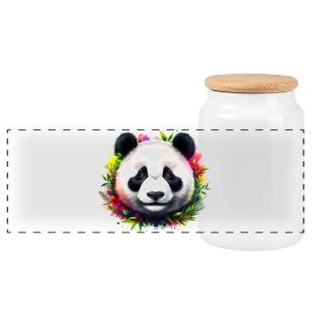 Panda - Panorama Keksdose mit Holzdeckel - Weiß - Vorne