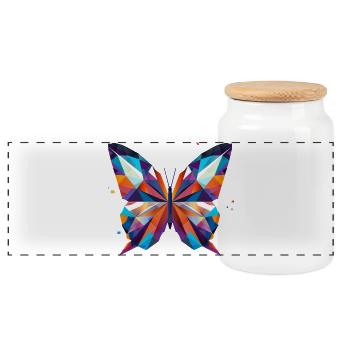 Papillon coloré aux couleurs vives - Boîte à biscuits avec couvercle en bois - blanc - Devant