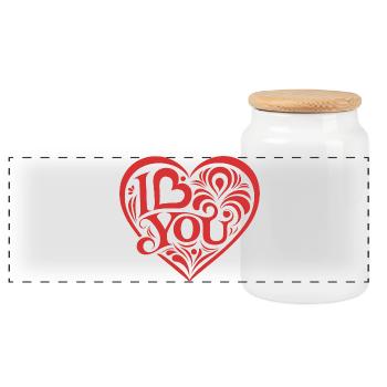I love You - Valentine' Day - Love - Gift - Panoramic Cookie Jar with Wooden Lid - white - Front