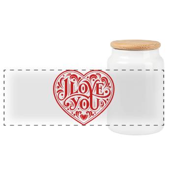 I love You - Valentine' Day - Love - Gift - Panoramic Cookie Jar with Wooden Lid - white - Front