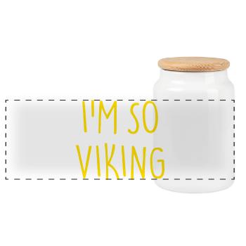 I'M SO VIKING Wikinger - Panoramic Cookie Jar with Wooden Lid - white - Front