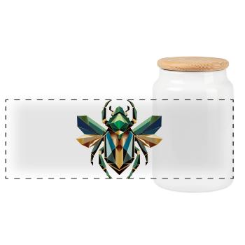 Scarabée majestueux au style noble - Boîte à biscuits avec couvercle en bois - blanc - Devant