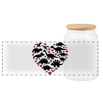 I Love Dinosaurs - Panoramic Cookie Jar with Wooden Lid - white - Front