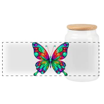 Schmetterling - Panorama Keksdose mit Holzdeckel - Weiß - Vorne