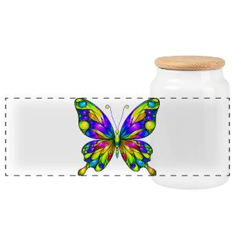 Papillon - Boîte à biscuits avec couvercle en bois - blanc - Devant