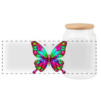 Schmetterling - Panorama Keksdose mit Holzdeckel - Weiß - Vorne