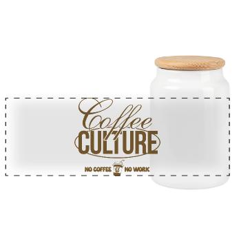 Coffee Culture – No Coffee, No Work - Panorama Keksdose mit Holzdeckel - Weiß - Vorne