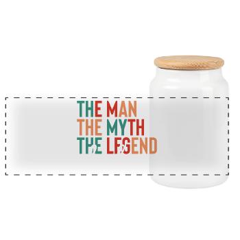 Dad - The Man, The Myth, The Legend - Panoramic Cookie Jar with Wooden Lid - white - Front