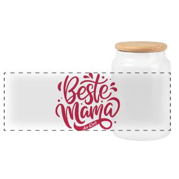 Beste Mama der Welt - Muttertag - Spruch - Panorama Keksdose mit Holzdeckel - Weiß - Vorne